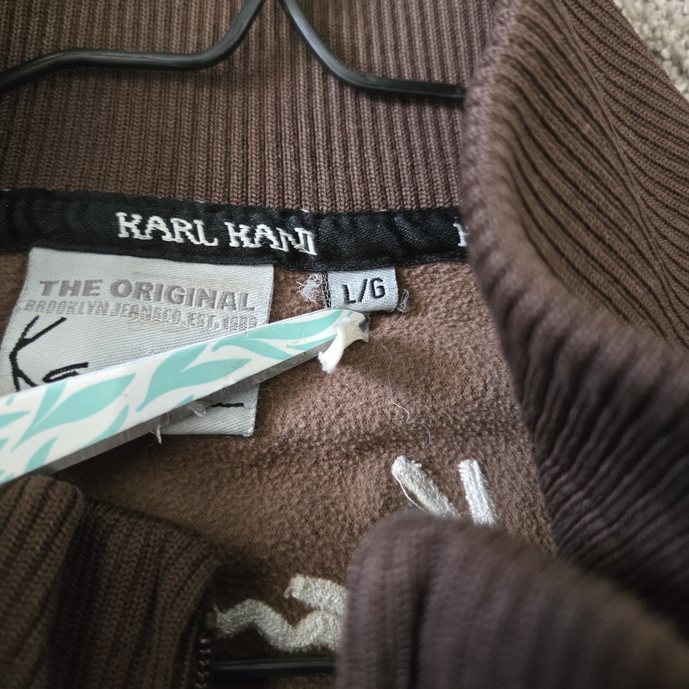 Vintage Karl Kani Track Jacket Brown Blue Grid Check Pattern Size L Large Y2K... - Picture 11 of 11